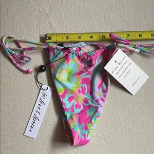 NWT For Love And Lemons Pink and Green Floral Bikini Bottom - Thong